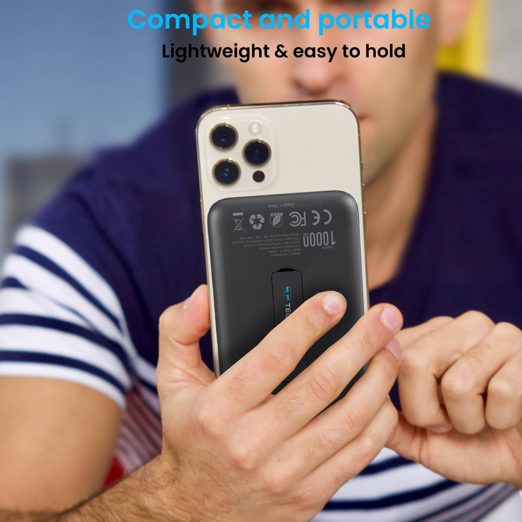 Techsmarter 10000mAh Magnetic Wireless Power Bank with Kickstand, Portable Charger for iPhone 12, 13, 14, 15 only