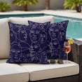 thumbnail image 4 of Abstract Style Outdoor Waterproof Pillow Covers, Face Line Modern Character Art Navy Blue Decorative Square Throw Pillowcase Sofa Cushion Sham for Patio/Couch/Chair, 24"x24" 2 Pack, 4 of 8