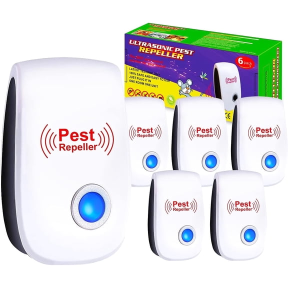 Ultrasonic Pest Repeller 6 Pack, Pest Repellent Ultrasonic Plug in Insects Electronic Pest Repellent Rodent Repellent Indoor Pest Control for Home Kitchen Office