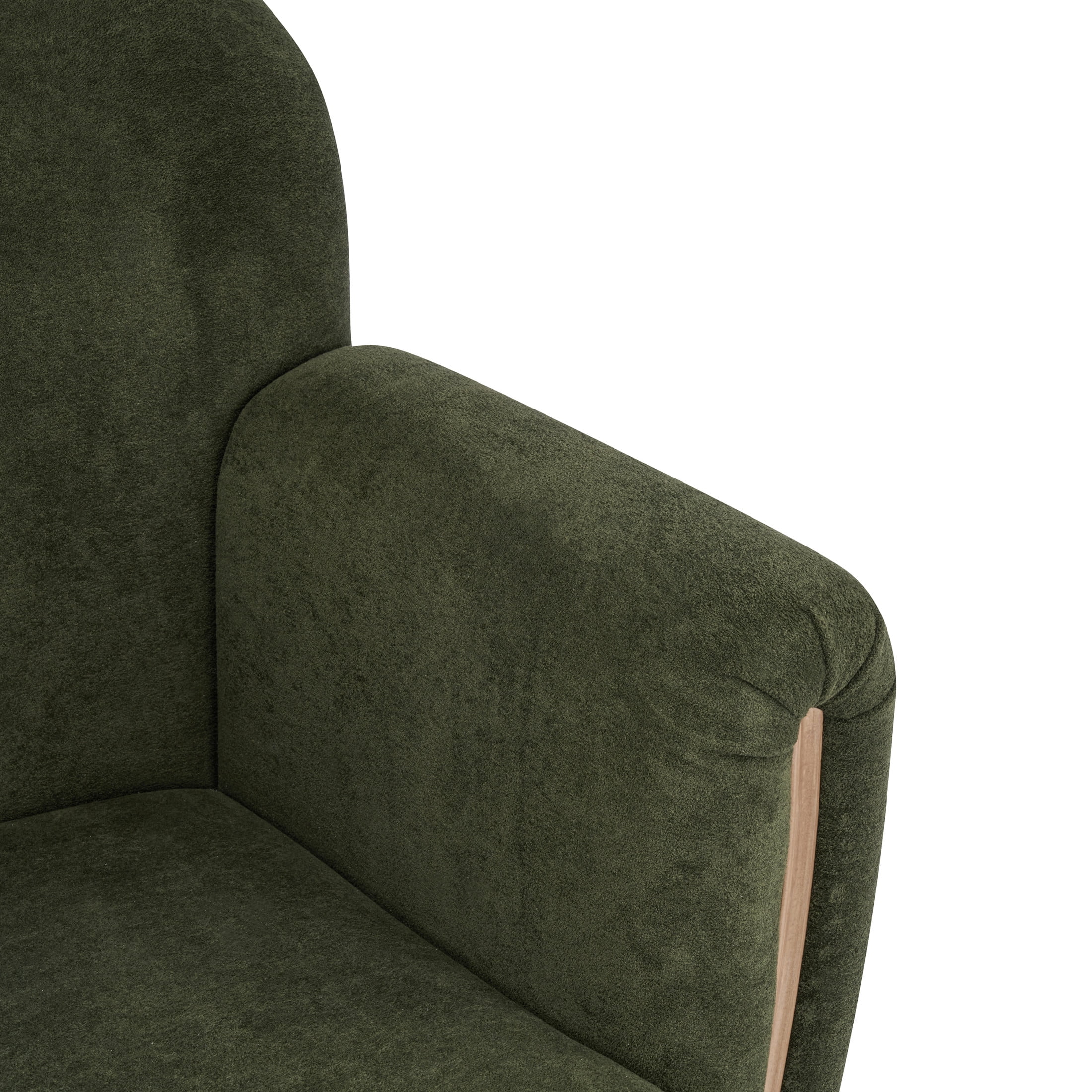 Christopher Knight Home Modern Accent Armchair with Velvet Upholstered, Solid Wood Legs, Olive Green