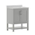 thumbnail image 2 of Emma + Oliver 30 Inch Bathroom Vanity, Single Sink Cabinet with 2 Soft Close Doors and Open Shelf, Carrara Marble Finish Countertop, Gray, 2 of 12
