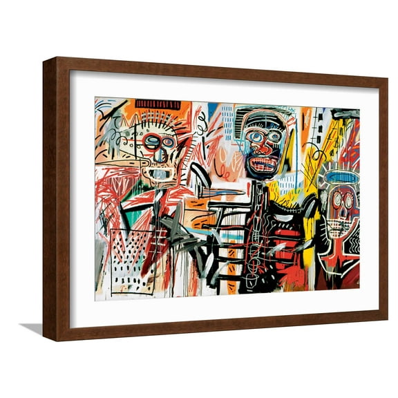 Art.com Philistines, 1982 Giclee Print by Jean-Michel Basquiat, Brown Frame Wall Art, 23" x 17"