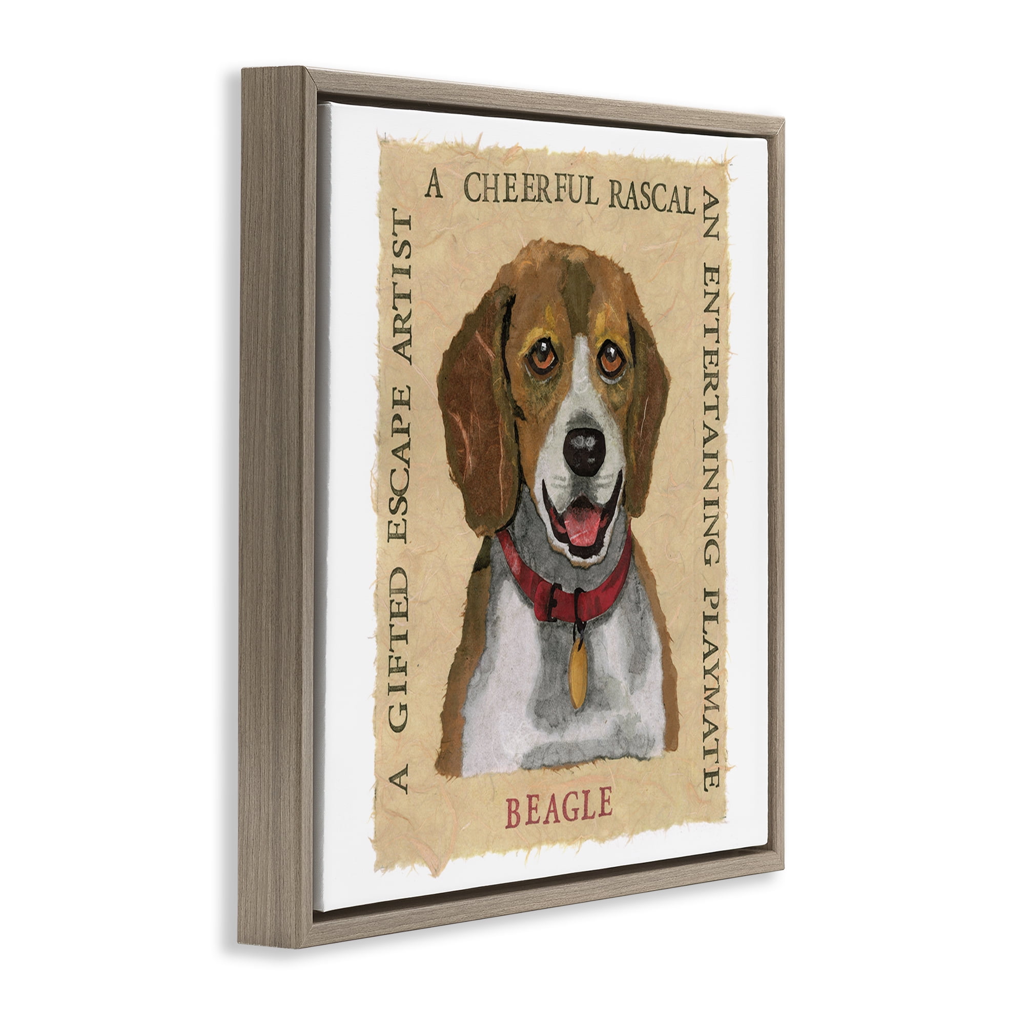 Stupell Industries Fun Beagle Pet Phrases Animals Painting Brown Floater Framed Canvas Art Print Wall Art, 25 x 25