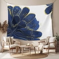 thumbnail image 2 of Navy Blue Gold Tapestry for Bedroom Wall Hanging Tapestry, Abstract Line Art Troditional Ink Painting Ceiling Backdrop Tapestries Poster Blanket Wall Decor for Teens Room Living Room Dorm 59" x 79", 2 of 8