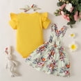thumbnail image 4 of EnJoCho Elephant Baby Girl Girl Clothes Romper Floral Suspender Dress Ruffle Sleeve Outfit Jumpsuit Headband Set 0-18M Little Children Trendy Clothing Set 6-9 Months, 4 of 9