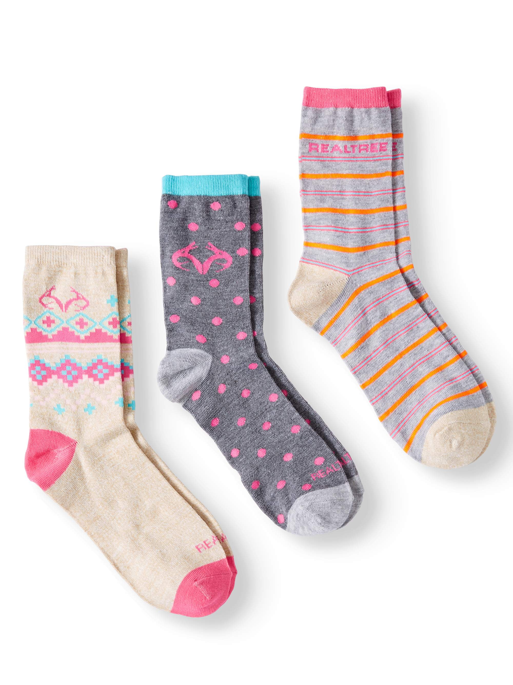 Realtree Real Tree Girls Crew Socks 3 Pack Sizes S L