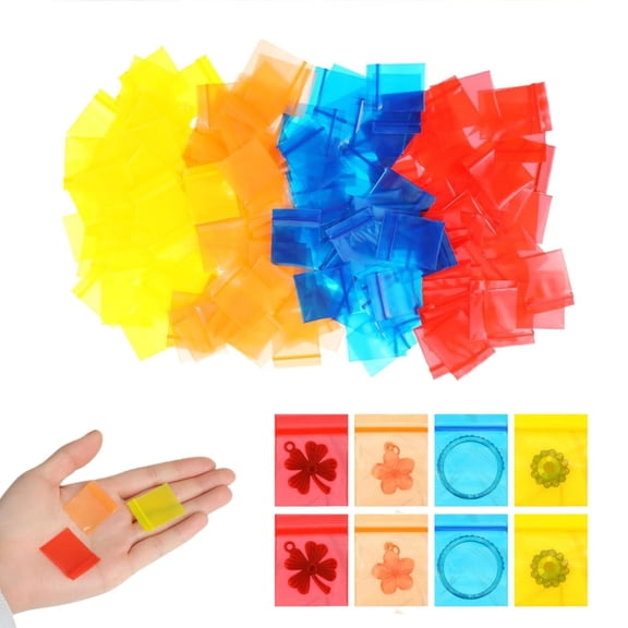 Mini Plastic Pouches,Tiny Plastic Seal Earrings Bags,Colorful Clear Tiny Zipper Bags,pack of 400 Portable Small Zip Pouches for Packaging and Shipping