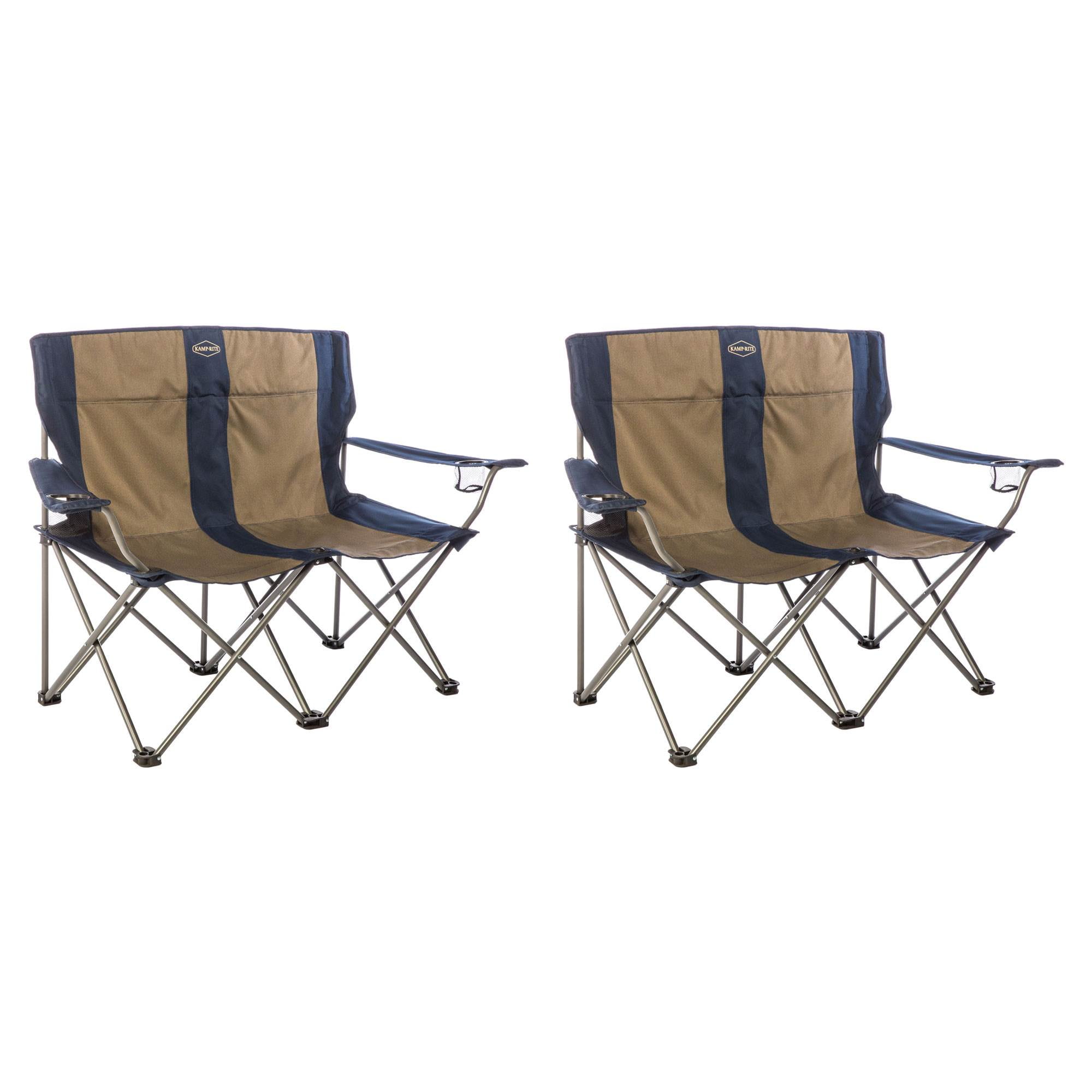 Brown for sale online Kamp-Rite CC352 Double Folding Chair With Arm Rests 