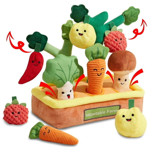 Baby Toys 6-12 Months - Vegetables Garden Plant Plush, Kid Sensory Kitchen Playset Early Educational Gift for 1 2 3 Year Infant Boy Girl