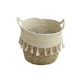 thumbnail image 1 of Natural Grass-Woven Storage Basket, Handmade Oval Organizer for Blankets or Towels, 1 of 6