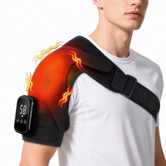 Cordless Shoulder Massager with Heat, 3 Heat 3 Massage Shoulder Brace, Heated Shoulder Wrap for Shoulder Fatigue Relief, Left and Right Shoulder Heating Pad
