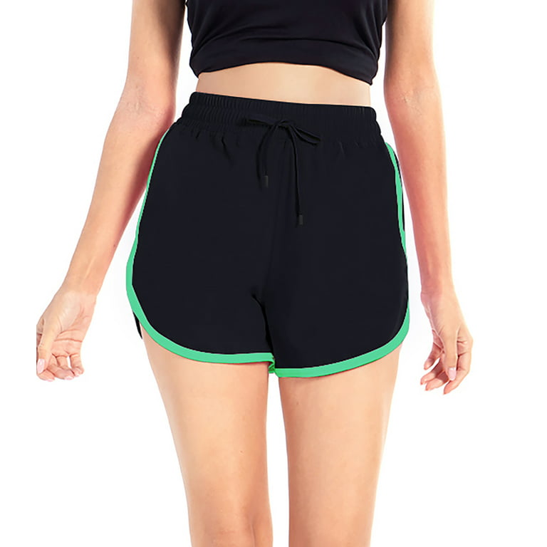 WBQ Women Running Short,Elastic High Waistband with Drawstring Casual Gym  Shorts for Workout Yoga Fitness Sports Shorts Athletic Shorts Plain Lounge