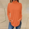 thumbnail image 2 of LISTHA Turtlenecks for Women Top Long Sleeve Lightweight Loose Fit Tshirts Oversized Fashion Shirts with Hem Orange 3L, 2 of 5