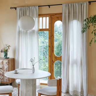 DriftAway Linen Curtains 54" Long - Semi-Sheer, Light Filtering, 2 Panels, Rod Pocket & Back Tab