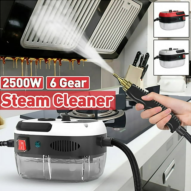 Pressure Steam Cleaner Handheld High Temp Portable Cleaning Machine Steamer for cleaning for Home Use Grout Tile Car Detailing Kitchen Bathroom(Red White 110V)
