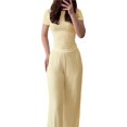 thumbnail image 2 of Conjunto de Dos Piezas para Mujer, Estilo Casual, Ideal para Estar en Casa. Incluye Top de Larga Ligeramente Corto y Pantalón de Pierna . Amarillo - Corto S, 2 of 9