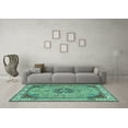 thumbnail image 3 of Ahgly Company Machine Washable Indoor Rectangle Medallion Turquoise Blue Traditional Area Rugs, 7' x 9', 3 of 4