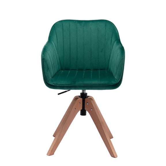 HomeRoots Tufted Green And Natural Velvet And Wood Dining Arm Chair