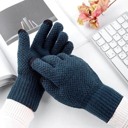 

Winter Men Women Knitted Gloves Screen Touch High Quality Male Mitten Thicken Warm Wool Cashmere Solid Color Men Business Gloves