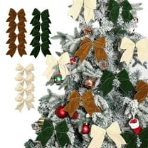 DAMAI 4 Pcs Christmas Velvet Bows Rustic Wreath Gift Bows, 5.9 Inch Vintage Xmas Velvet Ribbon Bow Ornaments for Door Party Staircase Farmhouse (Brown)