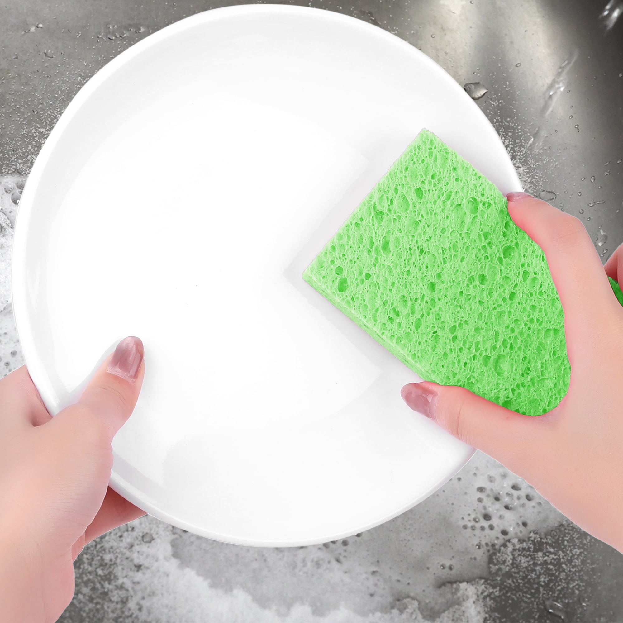 Unique Bargains 6 Pack Non-Scratch Sponges Kitchen Cleaning Sponges Green 4.3"x2.8"x0.8"