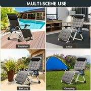 Slsy Zero Gravity Chair, Lawn Recliner, Reclining Patio Lounger Chair, Folding Portable Chaise with Removable Soft Cushion, Cup Holder, Headrest