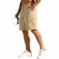 thumbnail image 6 of Domzle Mens Cargo Shorts Casual Drawstring Elastic Waist Stretch Shorts with Pockets Button Closure for Summer Work Outdoor Khaki 2XL, 6 of 10