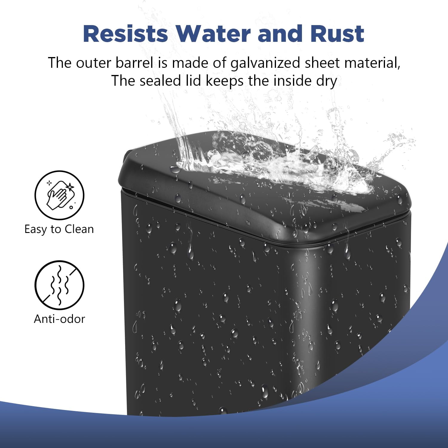 BestOffice 1.3 Gallon Plastic Step Trash Can with Removable Bucket Slim for Indoor, 2 Pack(Black)