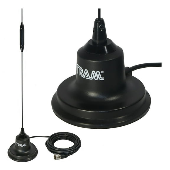 Tram 144 to 148 MHz VHF/440 to 450 MHz UHF Amateur Dual-Band Pre-Tuned 4-In. Magnet Antenna Kit with Rubber Boot, 11860