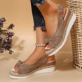thumbnail image 4 of AXXD Wedge Sandals for Women 8.5 Summer New Large Size Suede Cord Bow Casual Sandals, 4 of 9