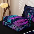 thumbnail image 5 of Erosebridal Galaxy Rainbow Dreamcatcher Zipper Queen Comforter Set with Fitted Sheet and 2 Pillowcases,Neon Feather Boho Hippie Night Sky Pattern Zipper Bedding Set For Girls,Black Reversible,4-Piece, 5 of 7