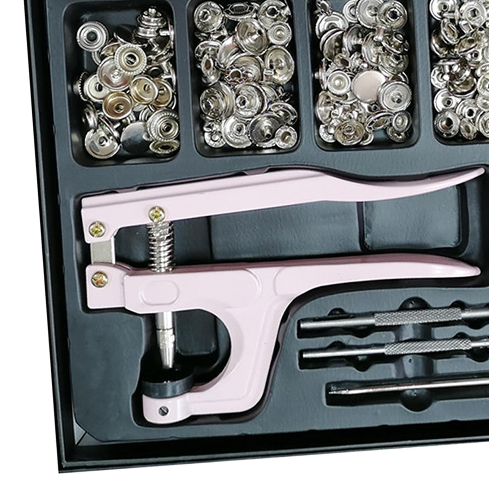 GUOOL 100x Snap Fasteners Kit with Pliers, Plastic Buttons Sewing Crafting Accessories for Kunst und Skulpturen and DIY Projects Beginner Friendly Silver