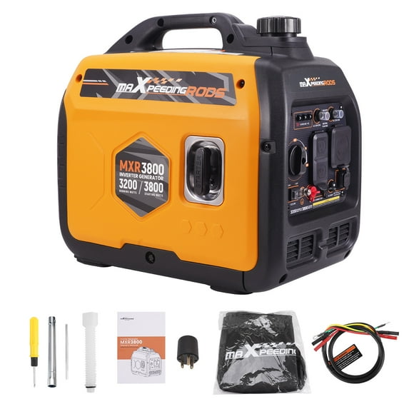 MaXpeedingrods Générateur à Onduleur Portable 3800 Watts, à Essence, Compact et Léger pour Roulotte de Camping Extérieure, Événement, Commercial, Alimentation Mobile, Secours à Domicile