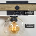 thumbnail image 2 of Kira Home Sebastian 23" 3-Light Industrial Farmhouse Vanity / Bathroom Light + Clear Globe Glass Shades, Smoked Birch, 2 of 7