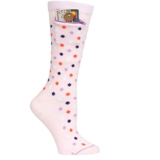 Pocket Socks Pocket Socks Womens Fashion Crew Pink Multi Dot with