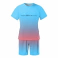 thumbnail image 4 of CONZONE Italy Day Men's 2 Pieces Outfits Gradient Color Short Sleeve T-Shirts Shorts Set for Men Breathable Summer Tracksuit, 4 of 4