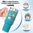 thumbnail image 3 of Lsque Seashells And Fishing Net On Blue Wooden Table Pattern 40 OZ Ice Bully Cup with Handle and Straw, Double Wall Stainless Steel Tumbler Travel Coffee Cup with Lid for Christmas Present, 3 of 8