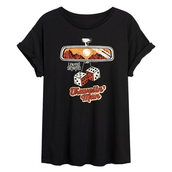 Lynyrd Skynyrd - Travelin' Man Rearview Mirror - Juniors Oversized Graphic T-Shirt