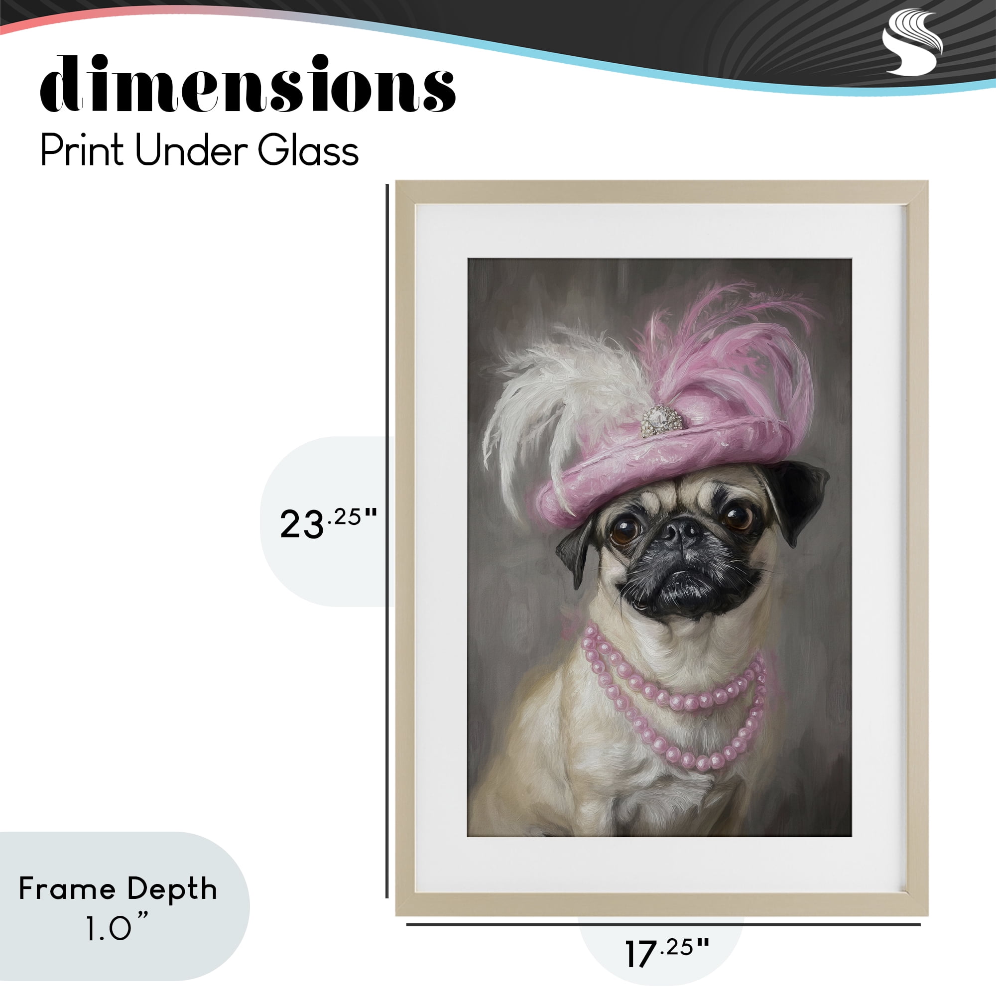 Stupell Industries Lady Pug Portrait Birch Framed Print Under Glass, design by Tina LeCour