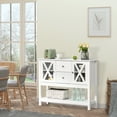 thumbnail image 2 of HOMCOM Buffet avec Portes en Verre et Tiroirs Étagères Ajustables, 2 of 10