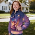 thumbnail image 4 of COEQINE Girls Quarter Zip Pullover with Collar, Cute Loose Fit Long Sleeve Sweatshirt, Soft Printed Polyester Machine Washable for 5-6 Year Olds, Dragon Star Starry, 4 of 7