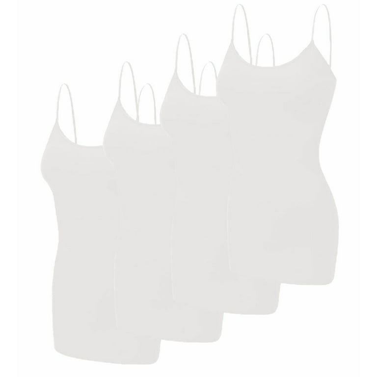 4 pack] Women Long Camisole Tank Tops Cotton Basic Cami Tops W