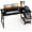 Black, variant on 40 Inch Computer Desk with Drawers for Home Office, Writing Desk with X-Shaped Reinforcement, Wood Table with Adjustable Drawers & Side Hook, Rustic Brown
