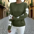thumbnail image 2 of Miluxas Women's Floral Pattern Crewneck Long Sleeve Drop Shoulder Sweaters Pullover Tops Green L(L), 2 of 9