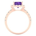 thumbnail image 4 of 3.84ct emerald cut purple natural amethyst 18k rose gold halo Bridal Wedding Engagement Promise Anniversary Ring for Women size 4.5, 4 of 7