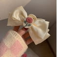 thumbnail image 7 of 2Pcs Jaw Clip for Women, Hair Jewelry, Cloth Fashion Colorful Plastic Hair Clip for Dating, Resistant Large Bow Hair Claw for Women with Long Hair, Beige, 7 of 7