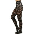 thumbnail image 3 of ToBeInStyle Women's Spandex Sheer Pantyhose w/ Woven Floral Design - Black, 3 of 7