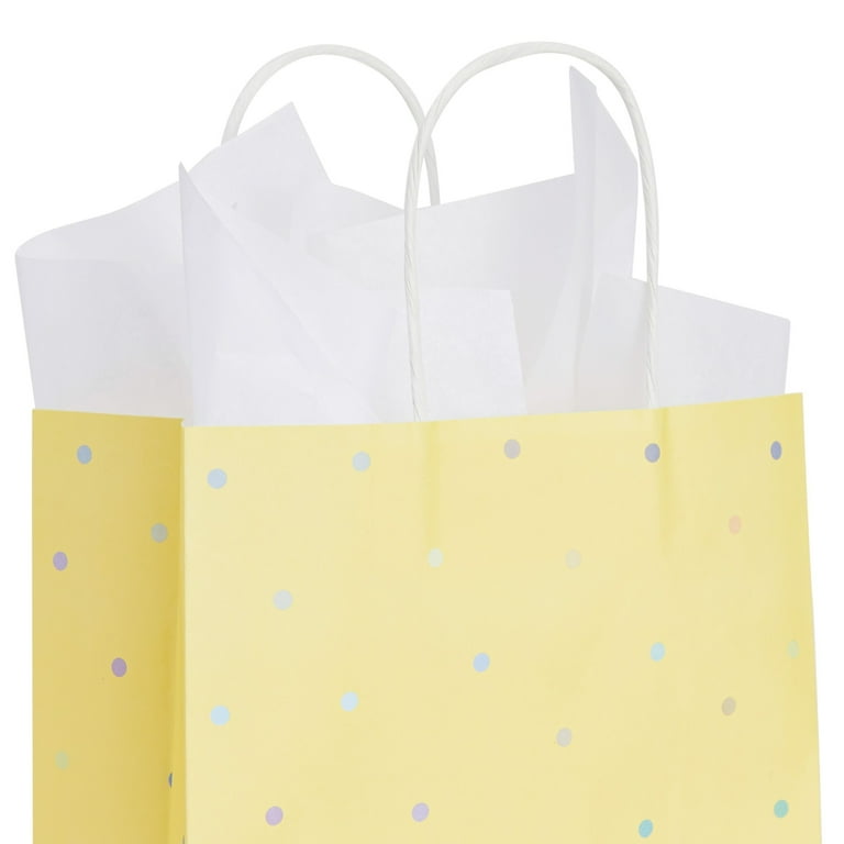 36 Pack Medium Polka Dot Paper Gift Bags with Handles and White