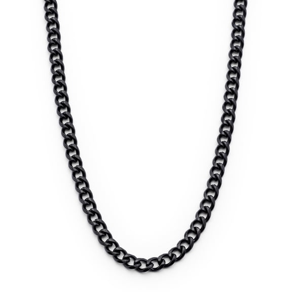 Metal Masters Mens Black Stainless Steel Curb Chain Necklace 4mm 24