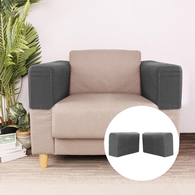 Funda para reposabrazos de sofá Soledad poliéster suave y grueso antideslizantes gris oscuro
